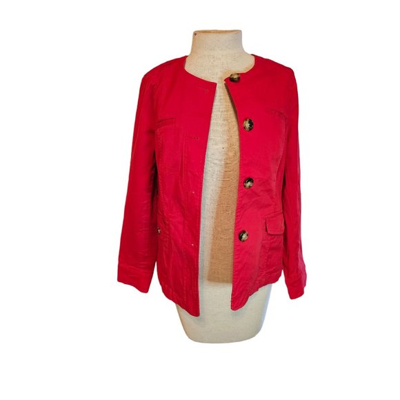 Talbots Cotton Coat size 8 Petite button closure Red - Picture 2 of 12